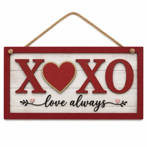 XOXO Love Always Valentine's Wooden Hanging Sign - KRA-VAL-20260004