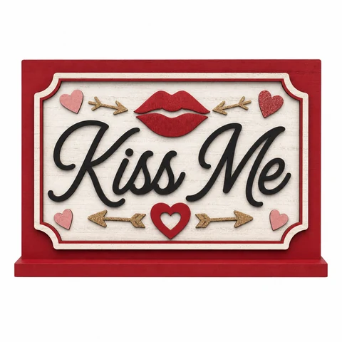 Kiss Me Valentine's Wooden Tabletop Sign - KRA-VAL-20260009