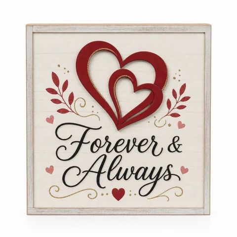 Forever and Always Heart Wooden Tabletop Sign - KRA-VAL-20260014