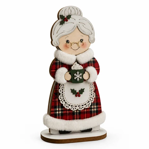 Mrs. Claus Wooden Christmas Tabletop Decoration - KRA-XMAS-0008