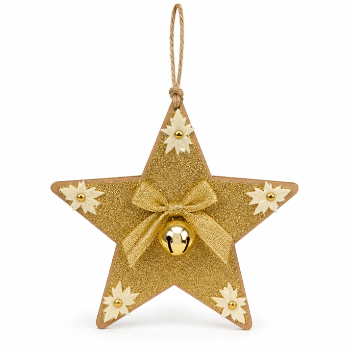 Gold Star Bell Hanging Ornament - KRA-XMAS-0032