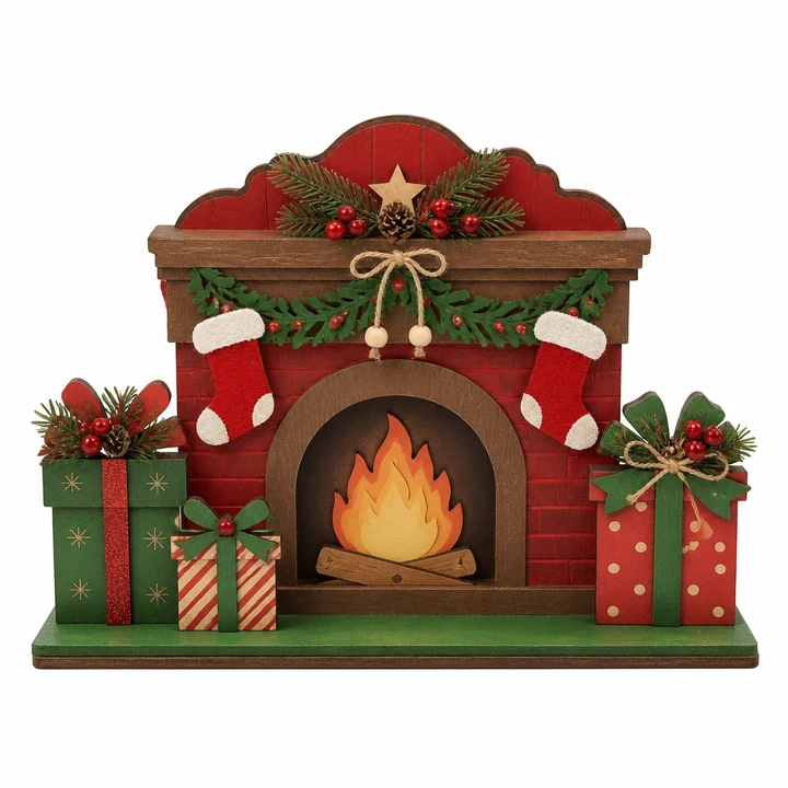 Christmas Fireplace Tabletop Decoration