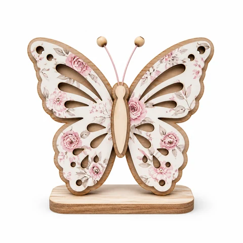 Floral Butterfly Wooden Tabletop Decoration - KRE-EAS-0101