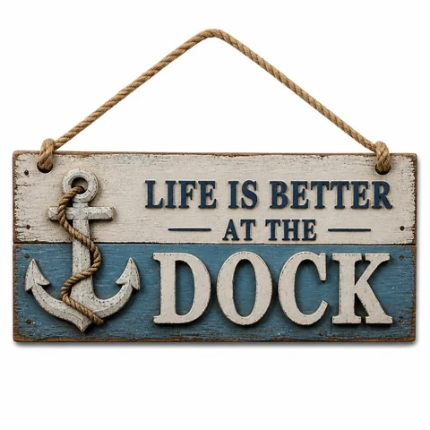 Life Is Better at the Dock Wooden Hanging Sign - KRE-MA-0008