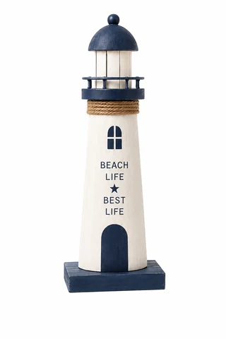 Beach Life Wooden Lighthouse Tabletop Decoration - KRE-MA-0120