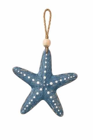 Blue Wooden Starfish Hanging Ornament - KRE-MA-0121