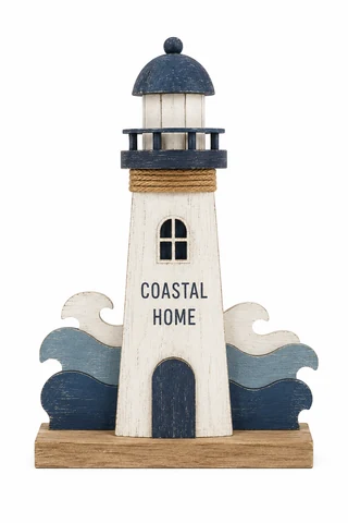 Coastal Home Wooden Lighthouse Tabletop Decoration - KRE-MA-0129
