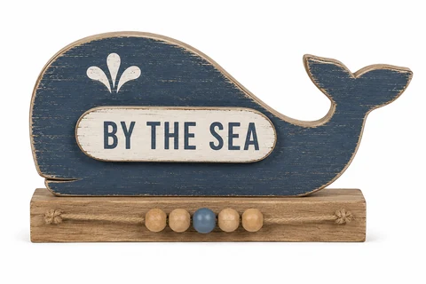 By the Sea Wooden Whale Tabletop Decoration - KRE-MA-0130