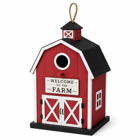 Wooden Farm Barn Birdhouse