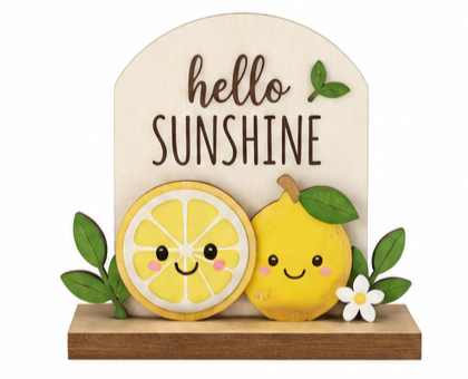 Hello Sunshine lemon wooden tabletop decoration - KRA-SUM-0015